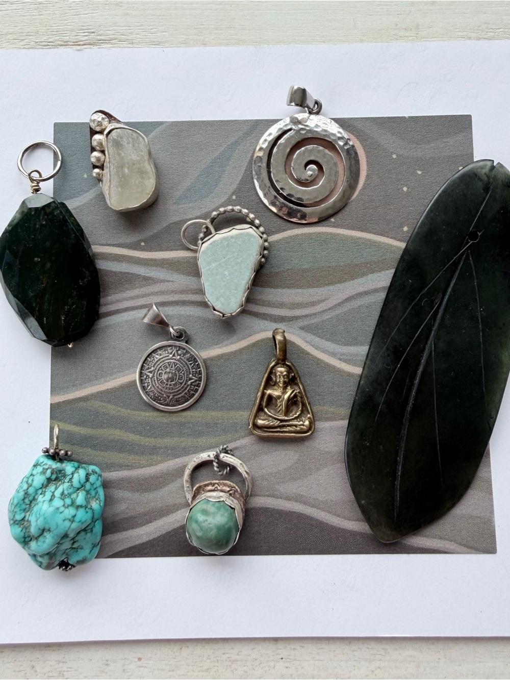 Mixed Stones and metals Turquoise Pendant Collection - Artisan